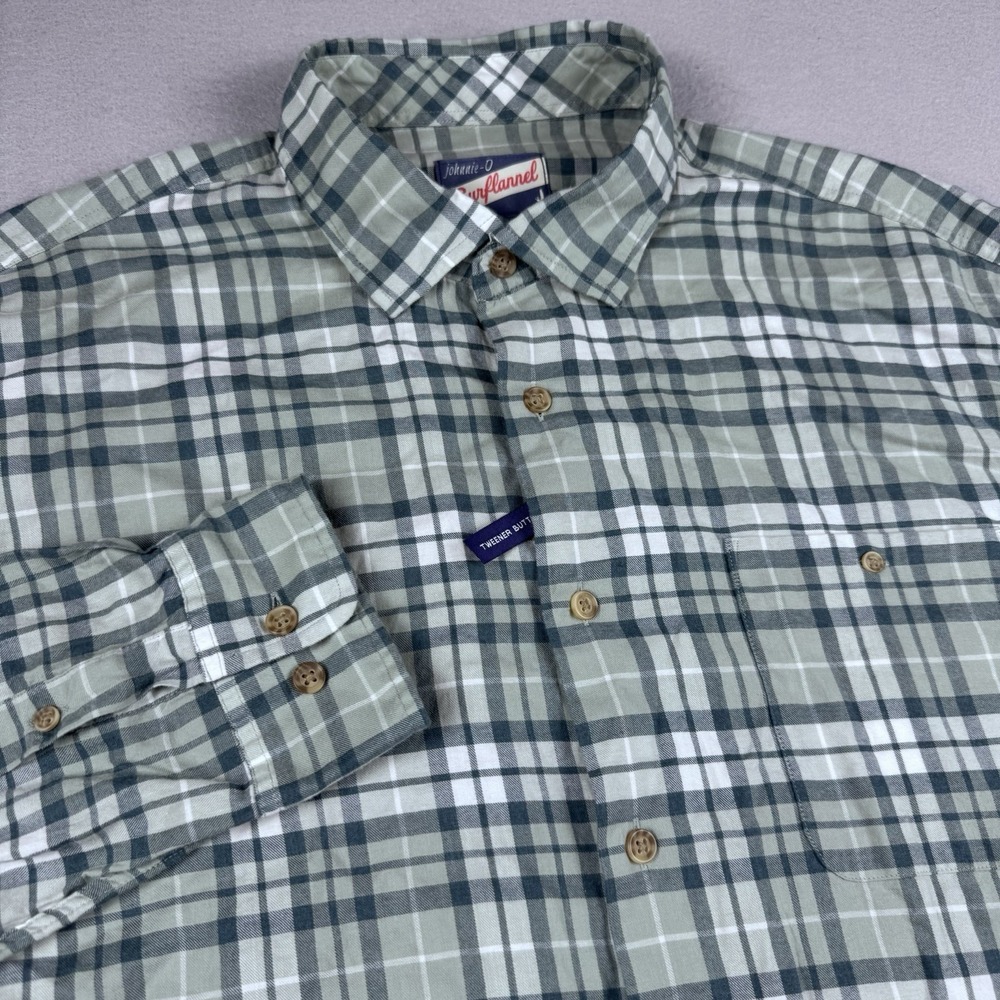 NWOT Johnnie-O Hurst Surflannel Long Sleeve Button Shirt Men XL Green Plaid